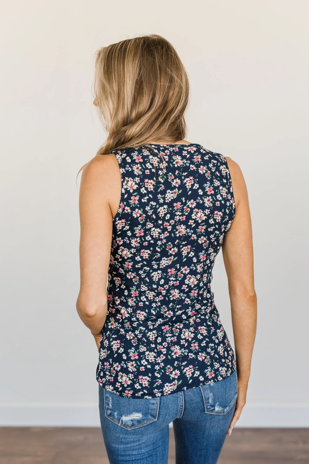 Magical Mornings Zipper Henley Tank Top- Navy - Image 10