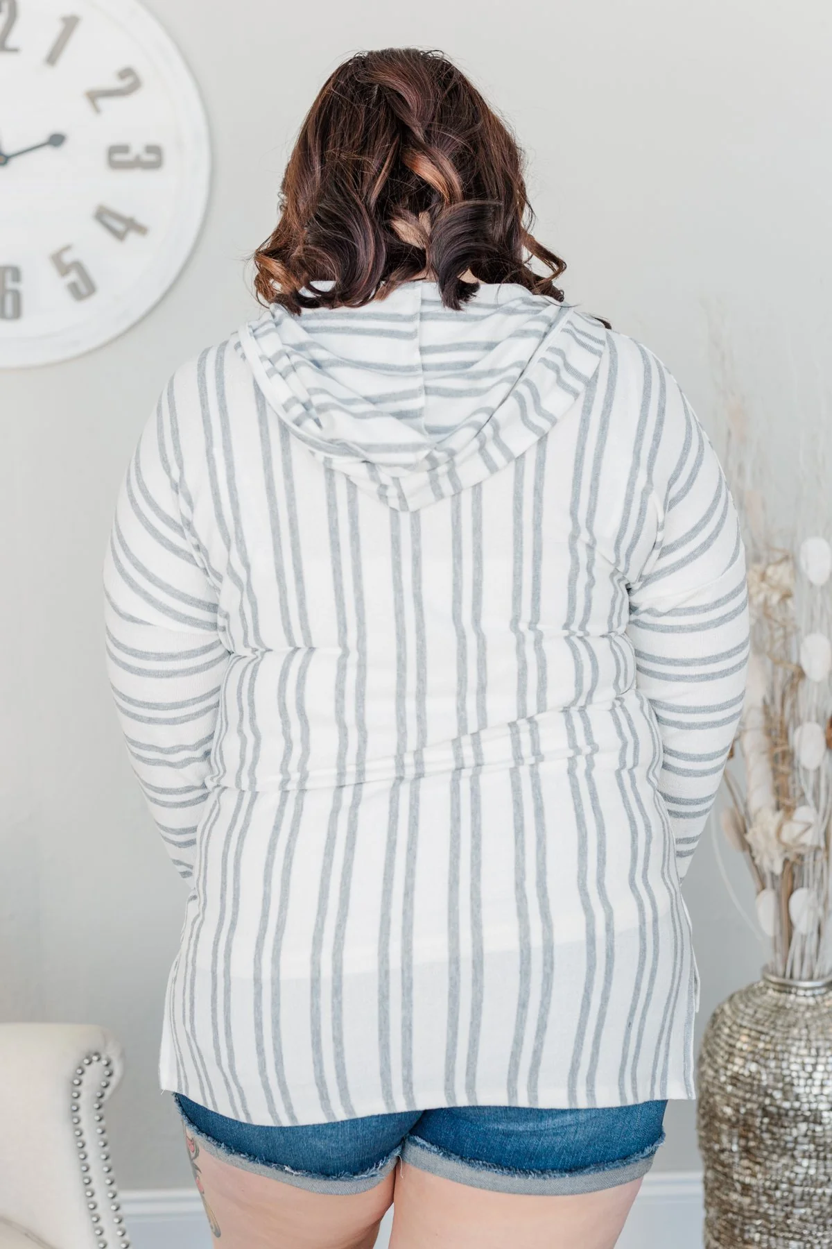 Magnificent Mornings Striped Hoodie- Charcoal - Image 17