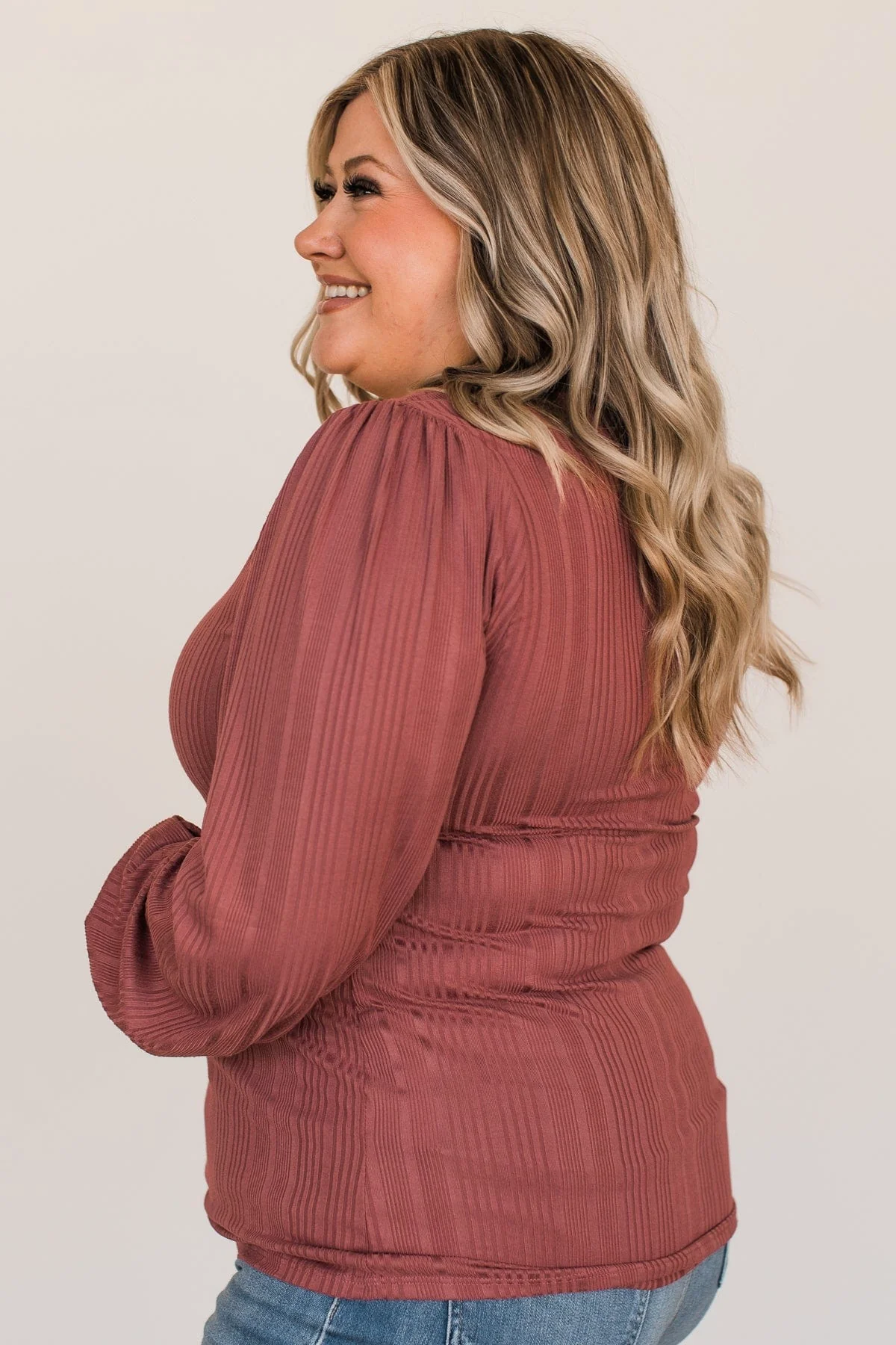 Majestic Memories Ribbed Knit Top- Mauve - Image 6
