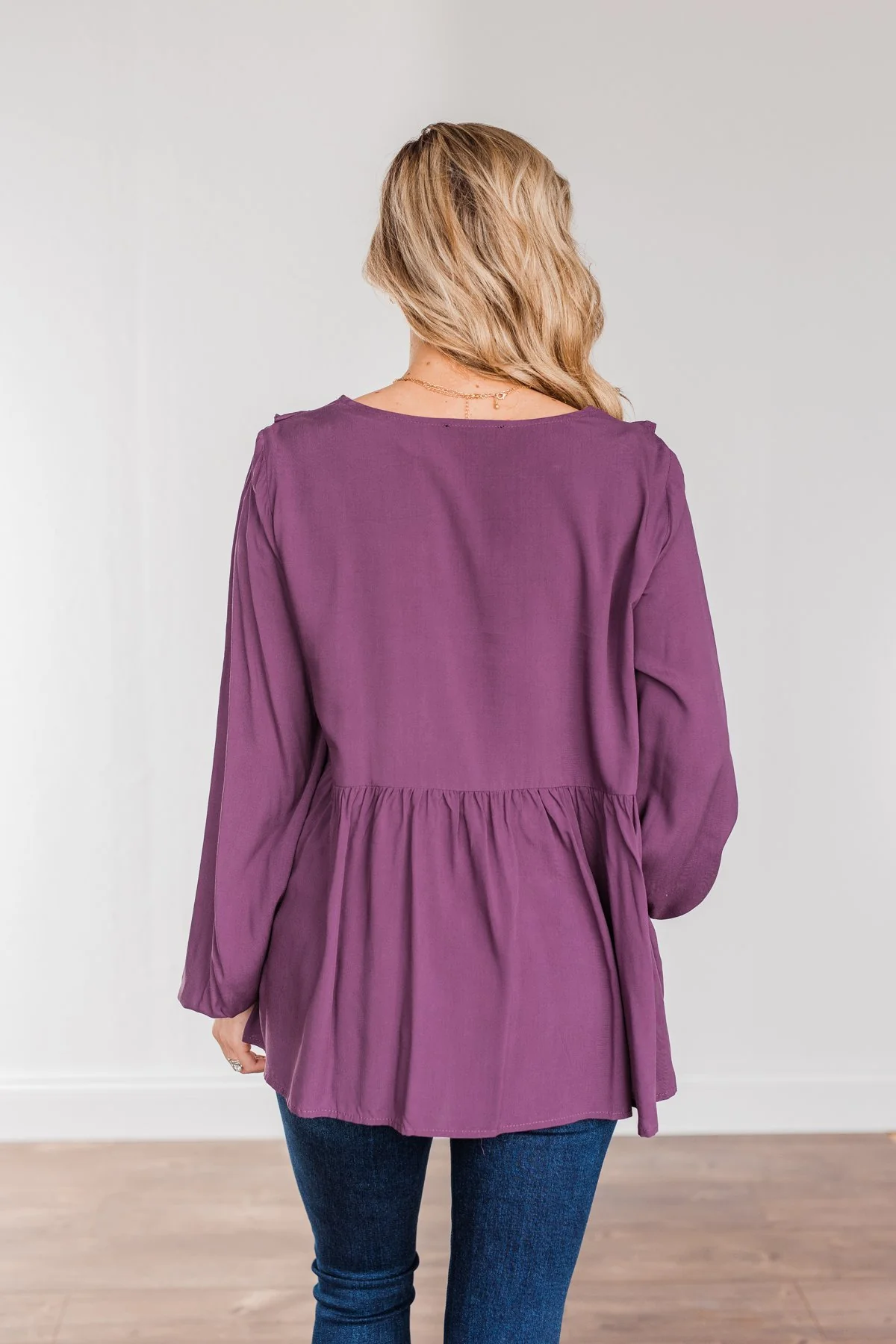 Majestic Nights Long Sleeve Blouse- Plum - Image 11
