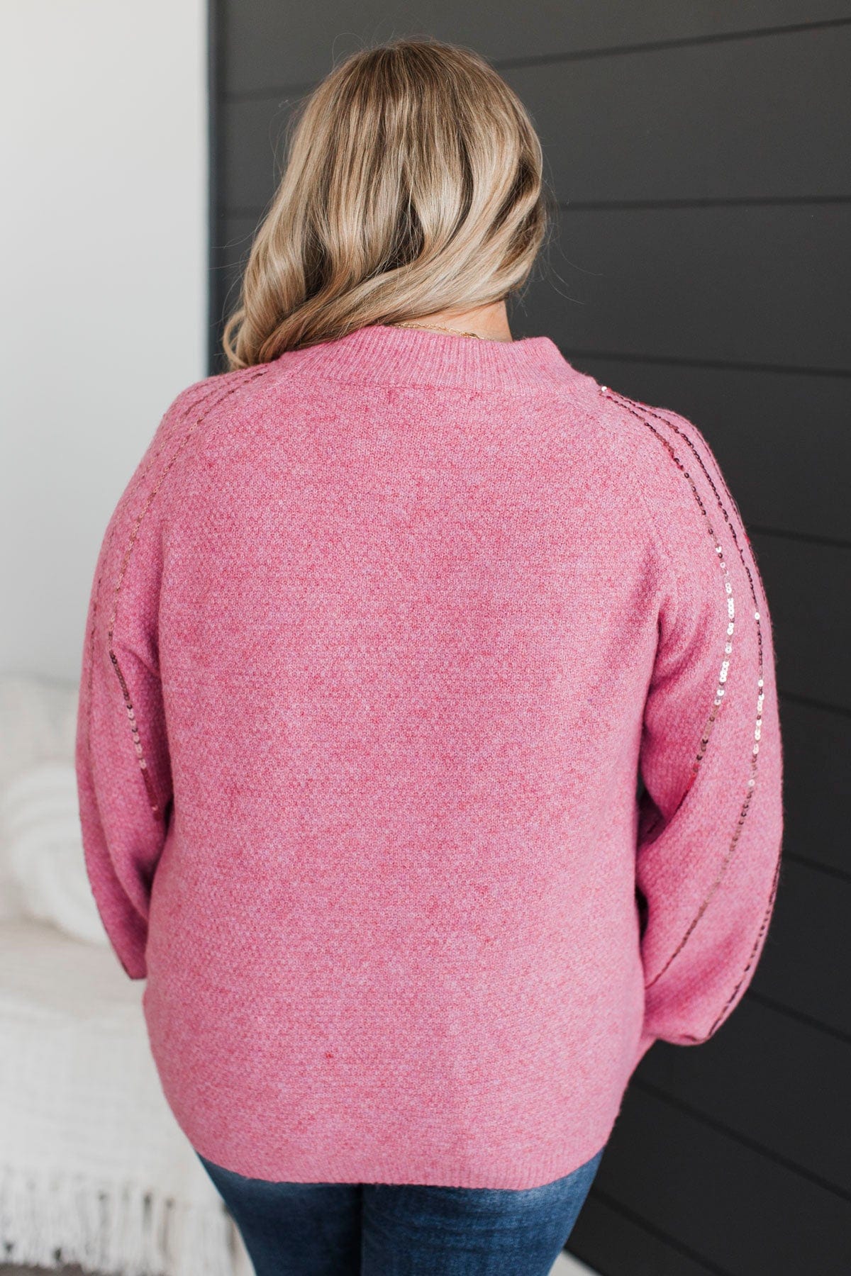 Major Confidence Sequin Knit Sweater- Pink - Image 7