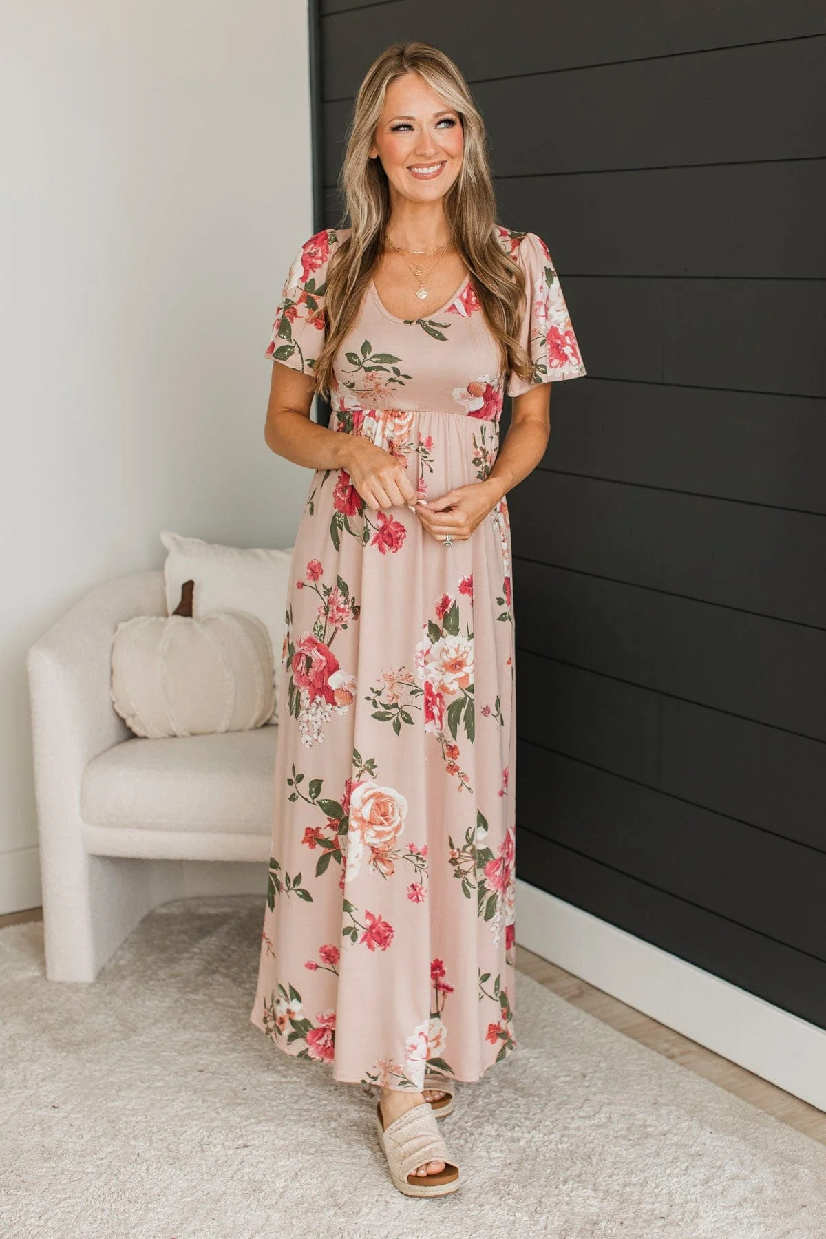 Major Moment Floral Maxi Dress- Dusty Pink - Image 2