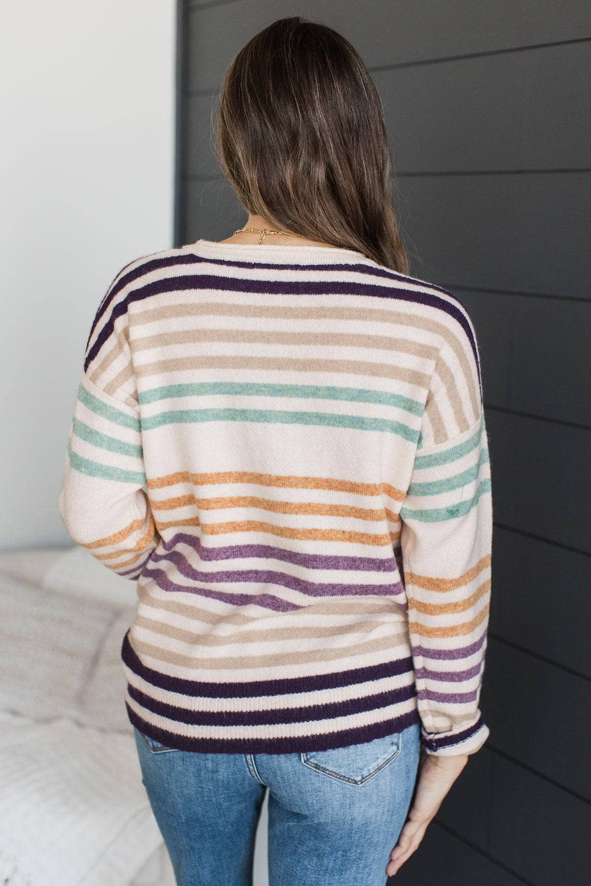 Major Moves Striped Knit Sweater- Light Blush - Image 8
