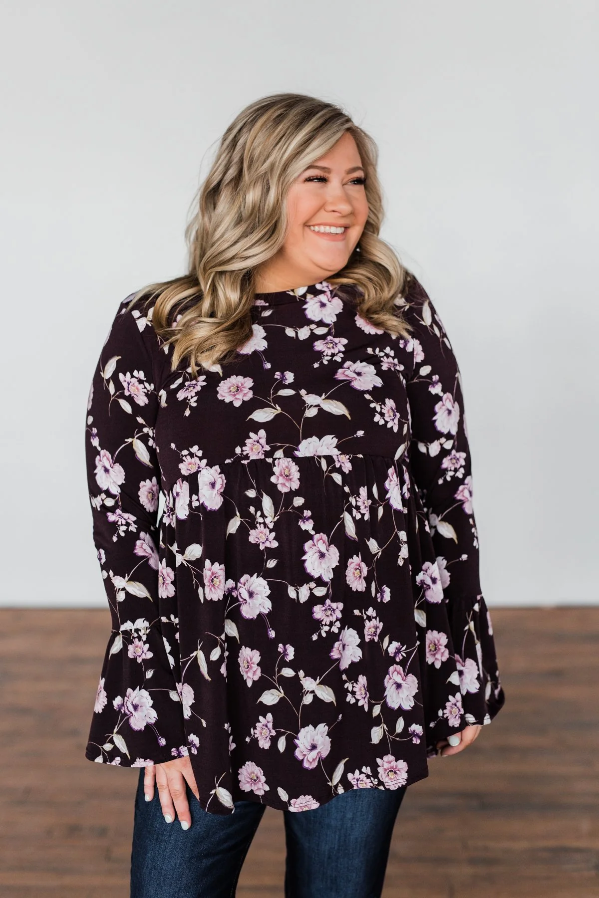 Make A Change Floral Babydoll Top- Eggplant Purple - Image 4