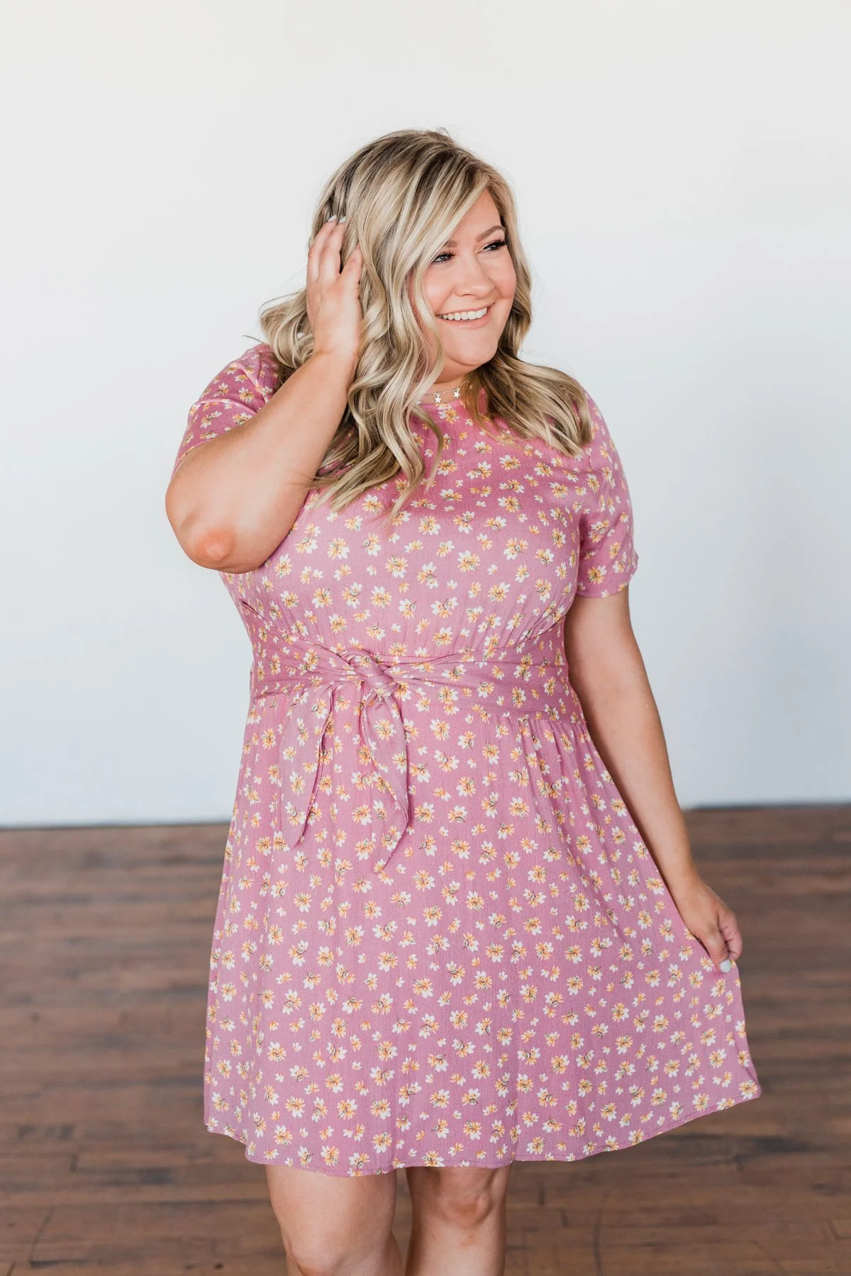 Make A Way Floral Short Sleeve Dress- Dusty Pink - Image 6
