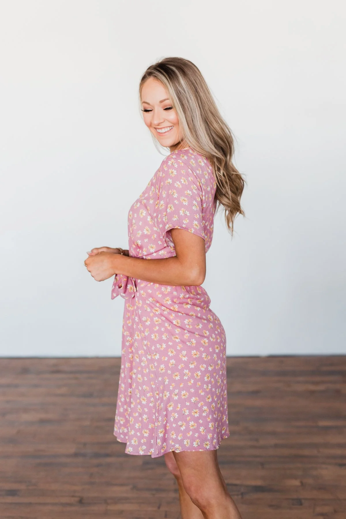 Make A Way Floral Short Sleeve Dress- Dusty Pink - Image 7