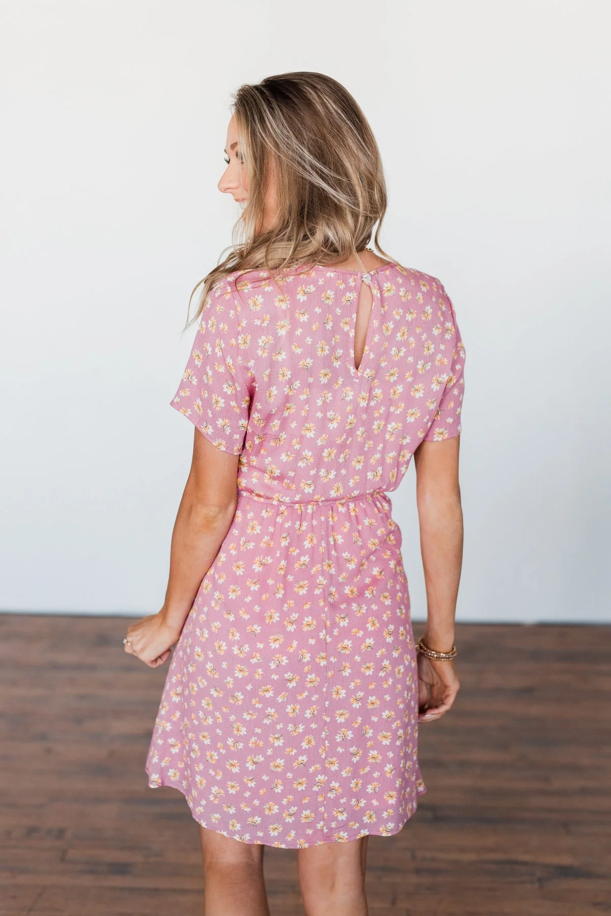 Make A Way Floral Short Sleeve Dress- Dusty Pink - Image 9