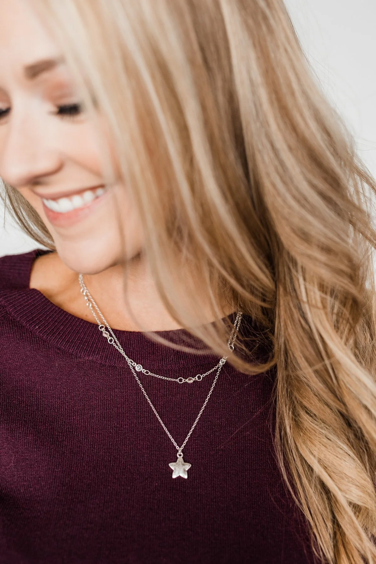 2 Tier Make A Wish Necklace- Silver - Image 4