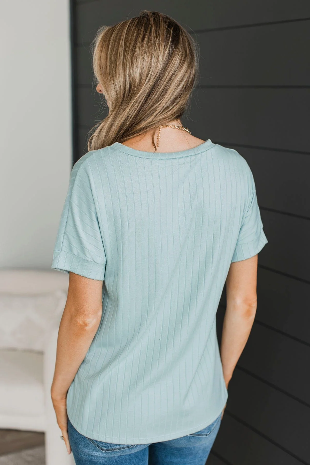 Make An Effort Ribbed Top- Mint Blue - Image 7