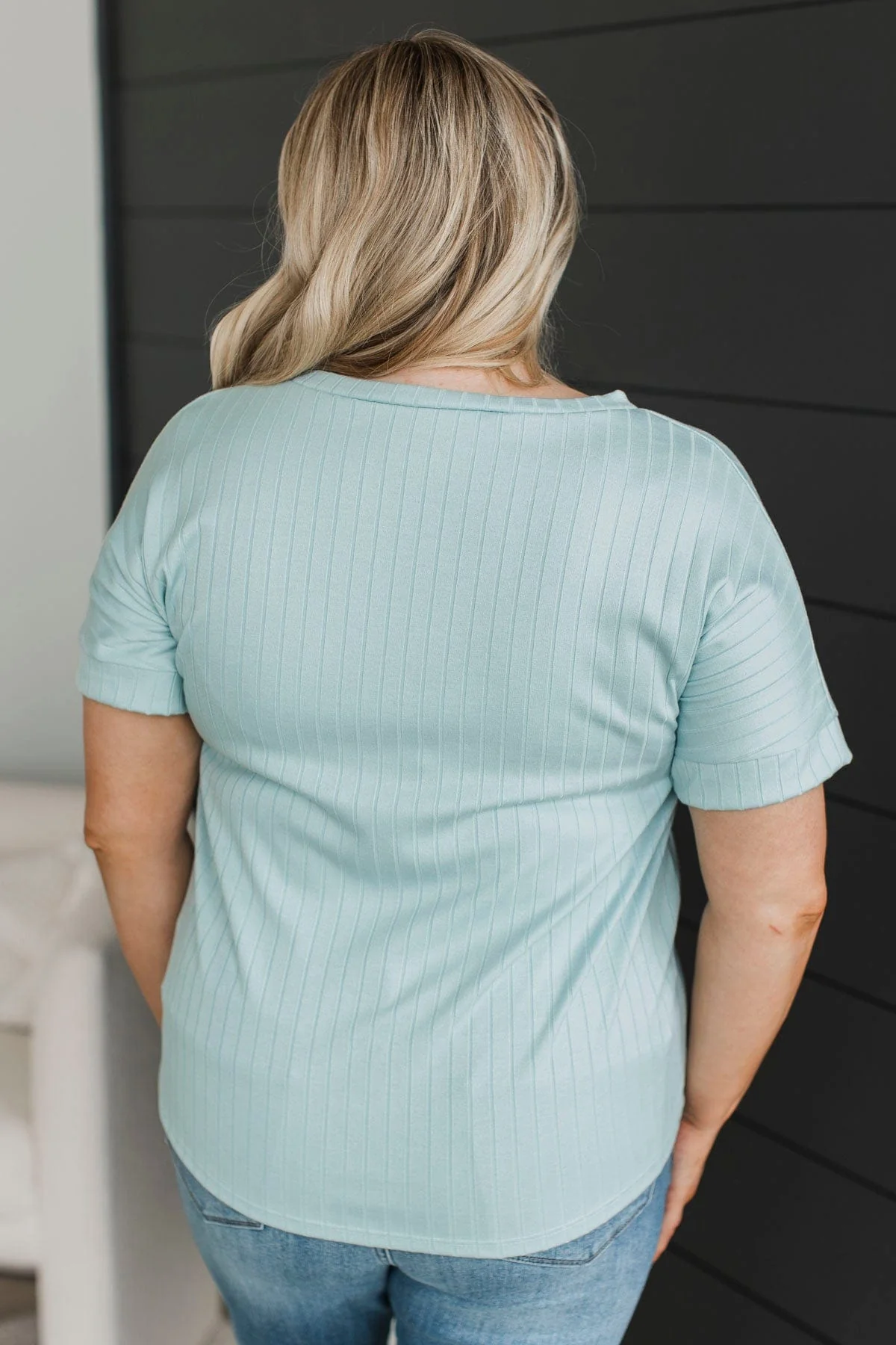 Make An Effort Ribbed Top- Mint Blue - Image 8