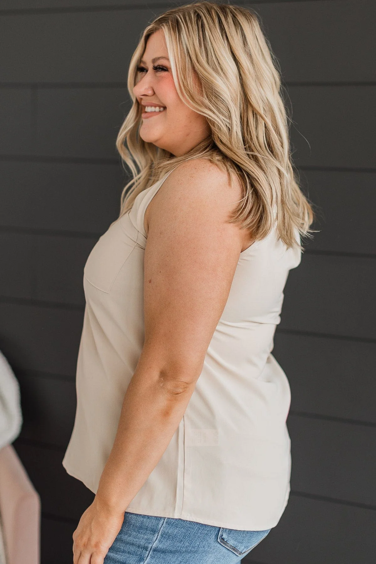 Make An Entrance Sleeveless Top- Beige - Image 5