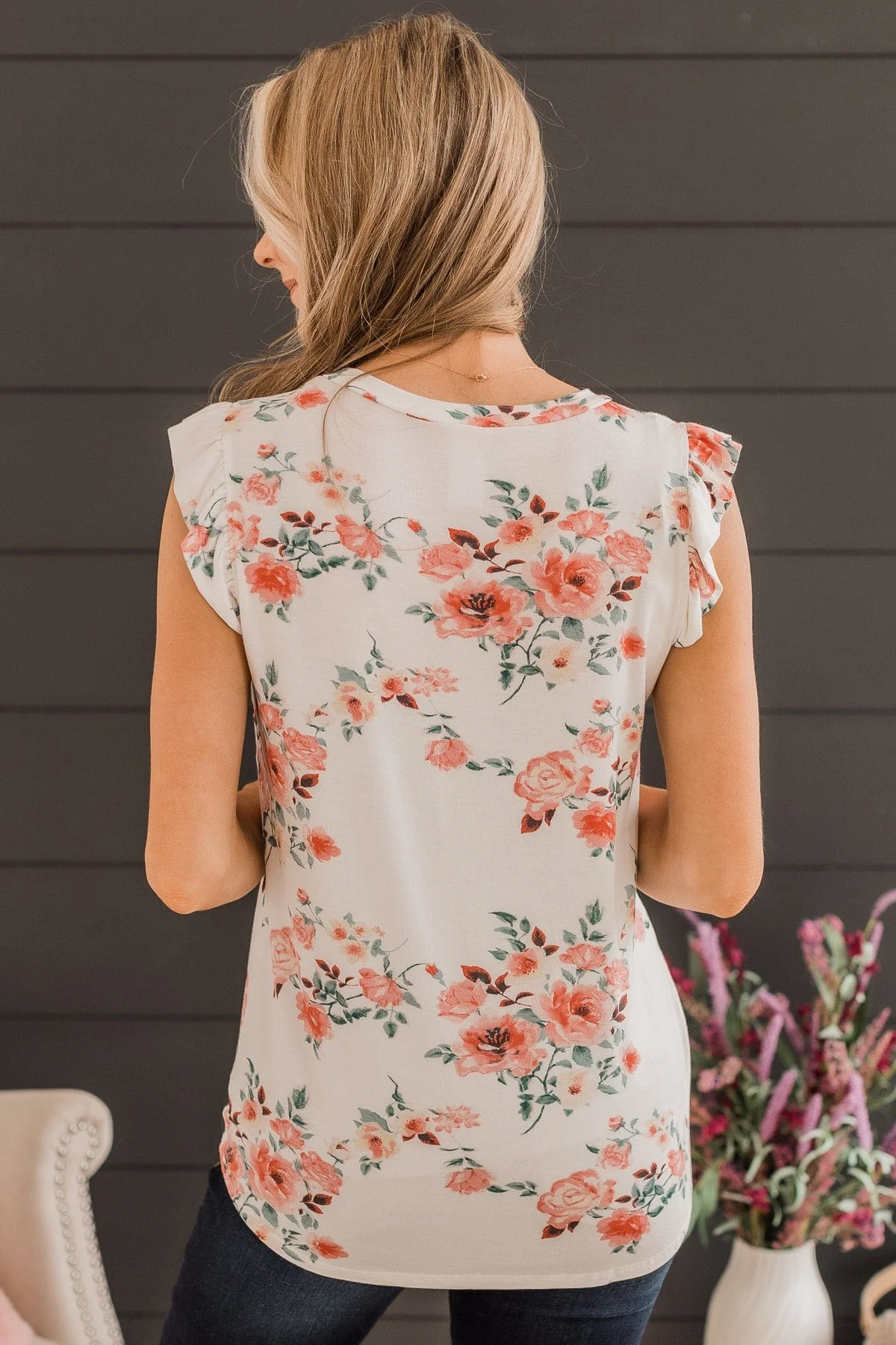 Make An Impact Floral Top- Ivory - Image 7
