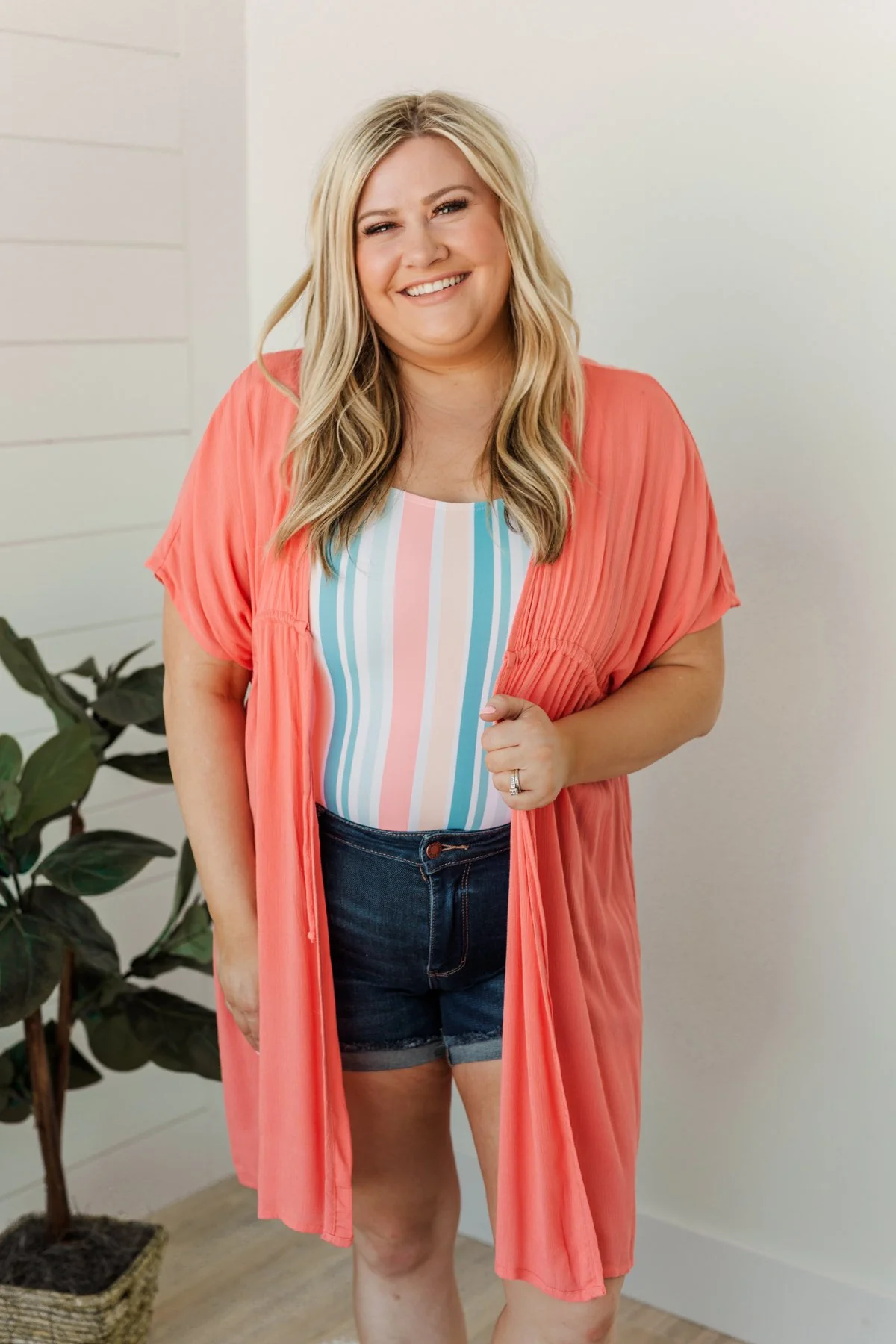 Make Every Moment Count Tie Cover Up- Coral - Image 11