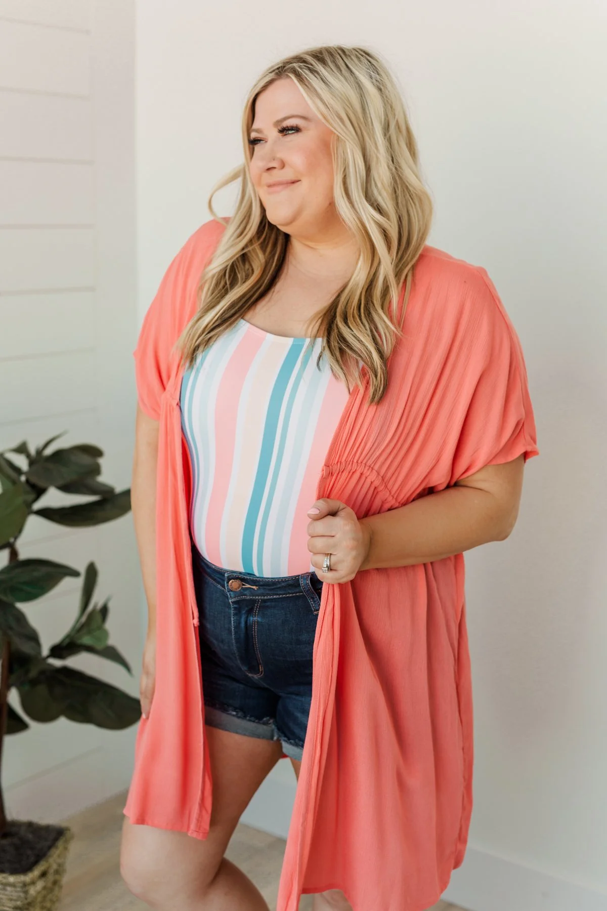 Make Every Moment Count Tie Cover Up- Coral - Image 13