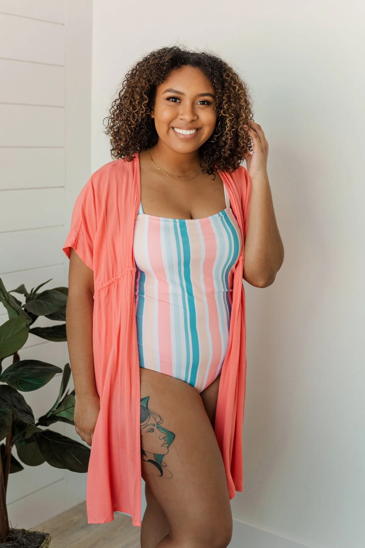 Make Every Moment Count Tie Cover Up- Coral - Image 14
