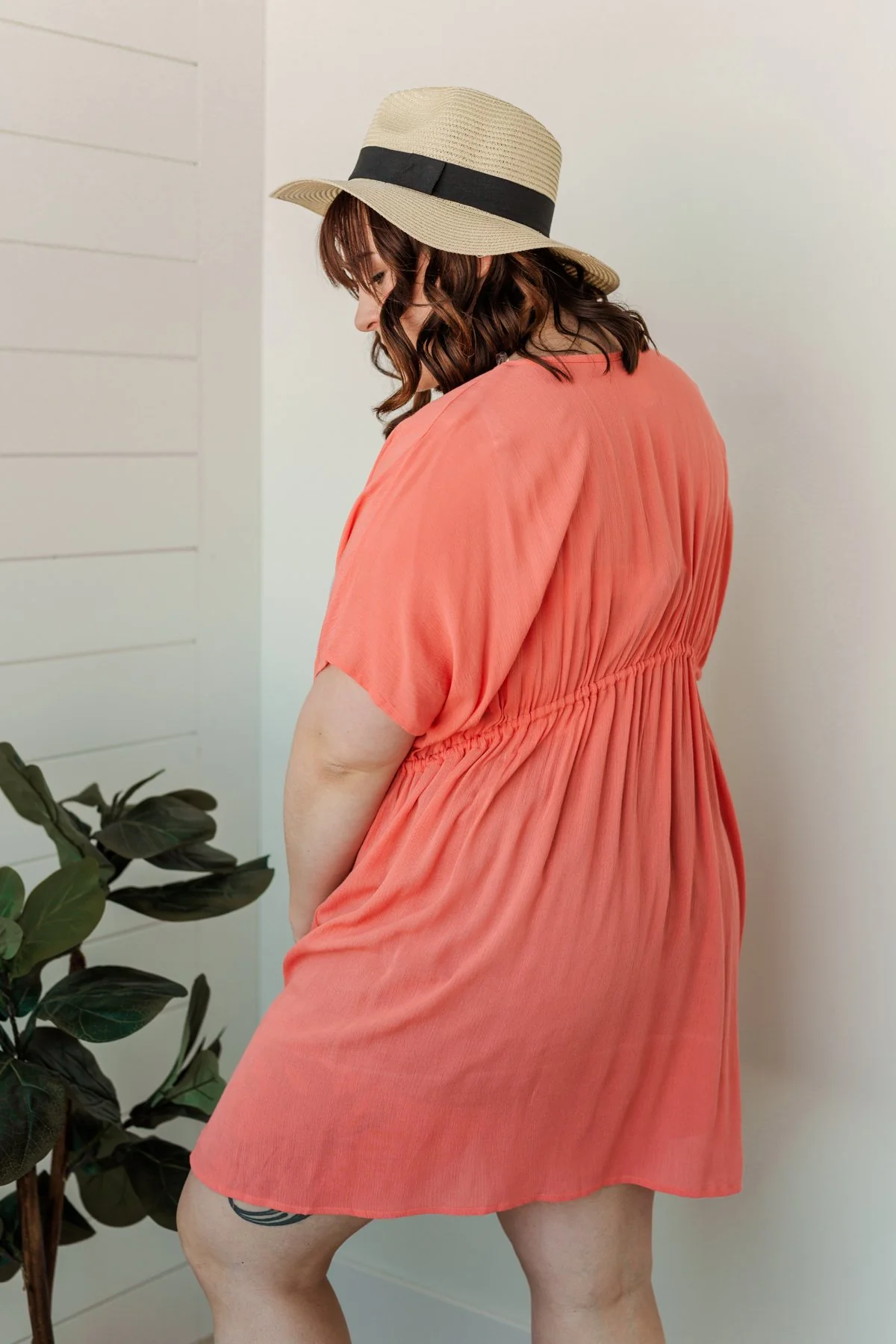 Make Every Moment Count Tie Cover Up- Coral - Image 17