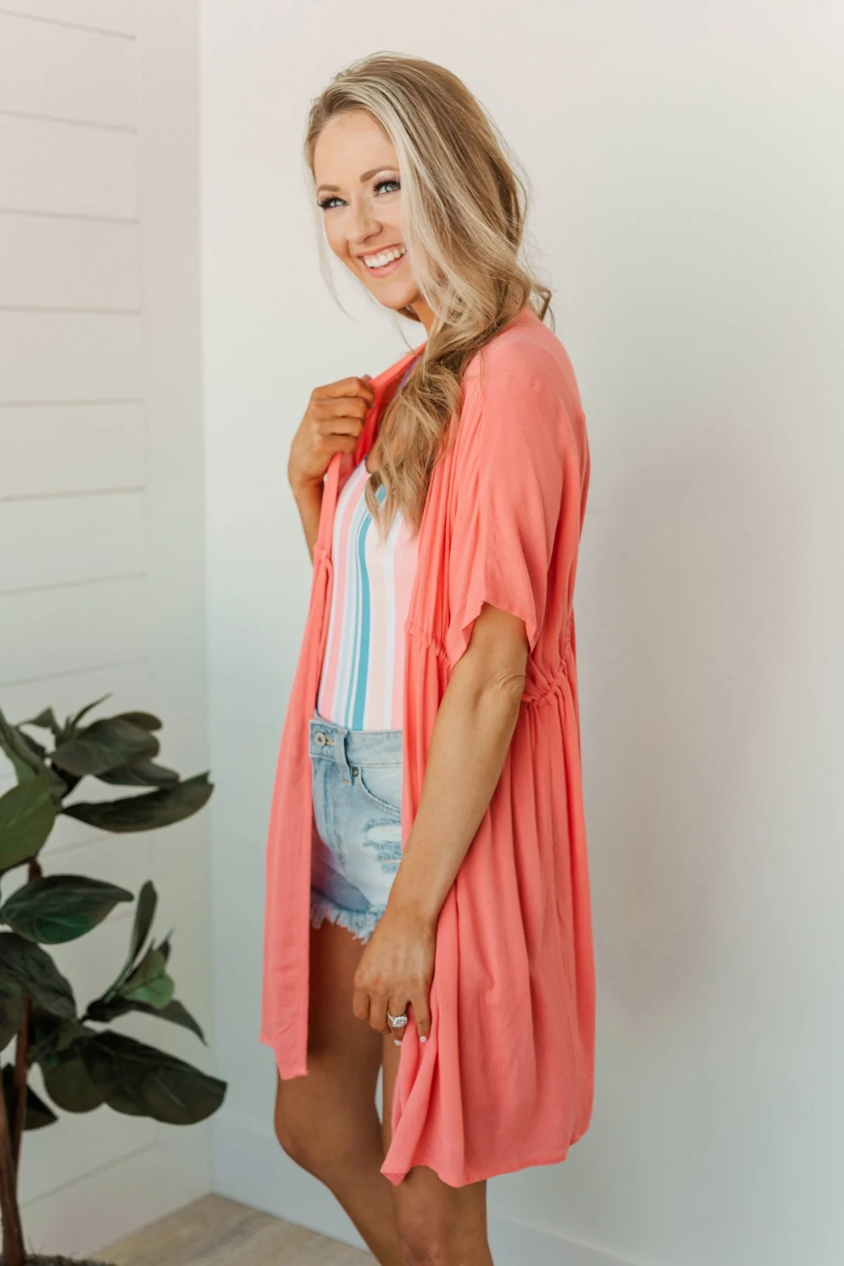 Make Every Moment Count Tie Cover Up- Coral - Image 20