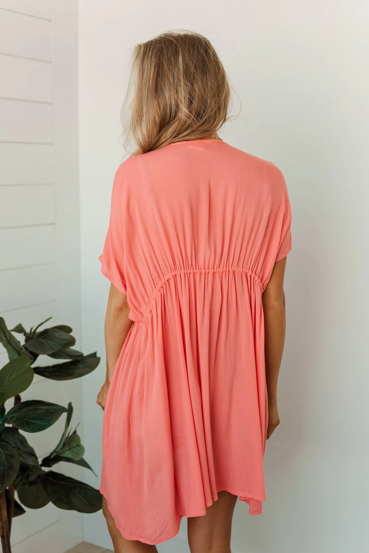 Make Every Moment Count Tie Cover Up- Coral - Image 21