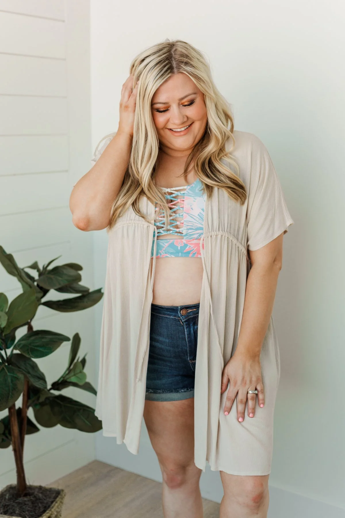 Make Every Moment Count Tie Cover Up- Oatmeal - Image 12