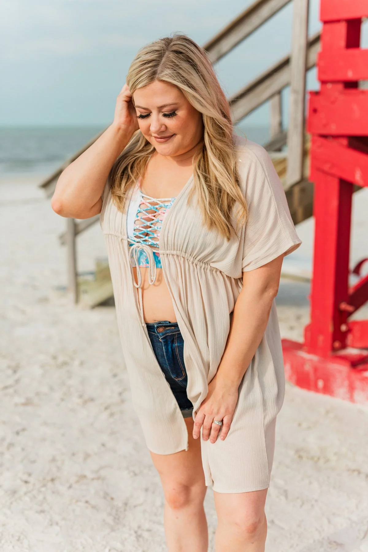 Make Every Moment Count Tie Cover Up- Oatmeal - Image 2