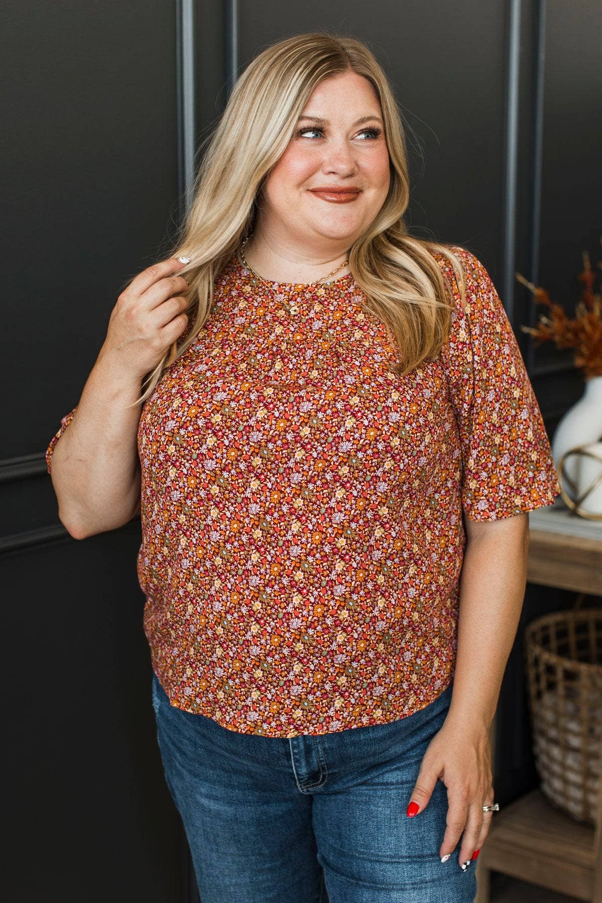 Make It Magnificent Floral Top- Burgundy - Image 2