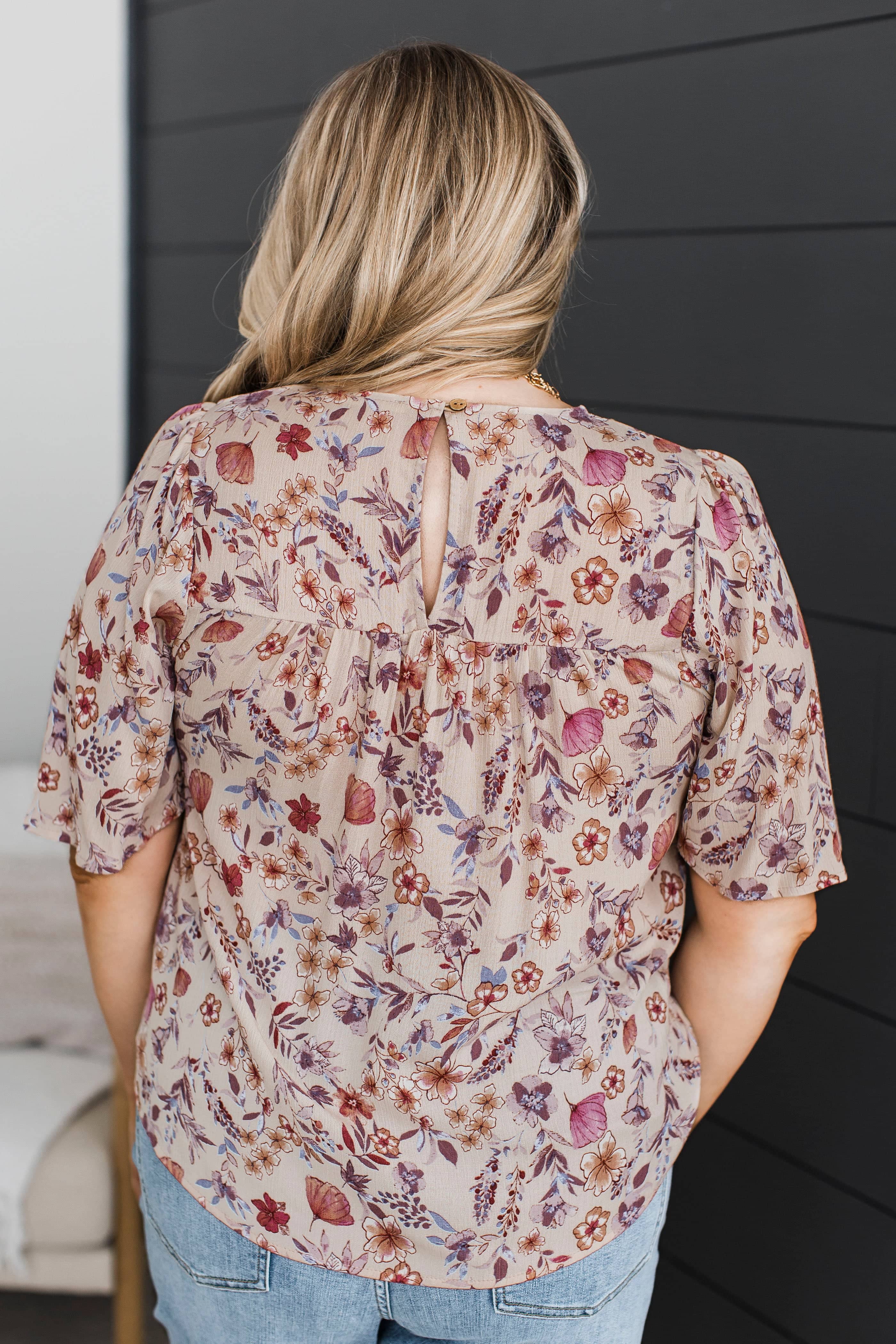 Make It Magnificent Floral Top- Taupe & Mauve - Image 7