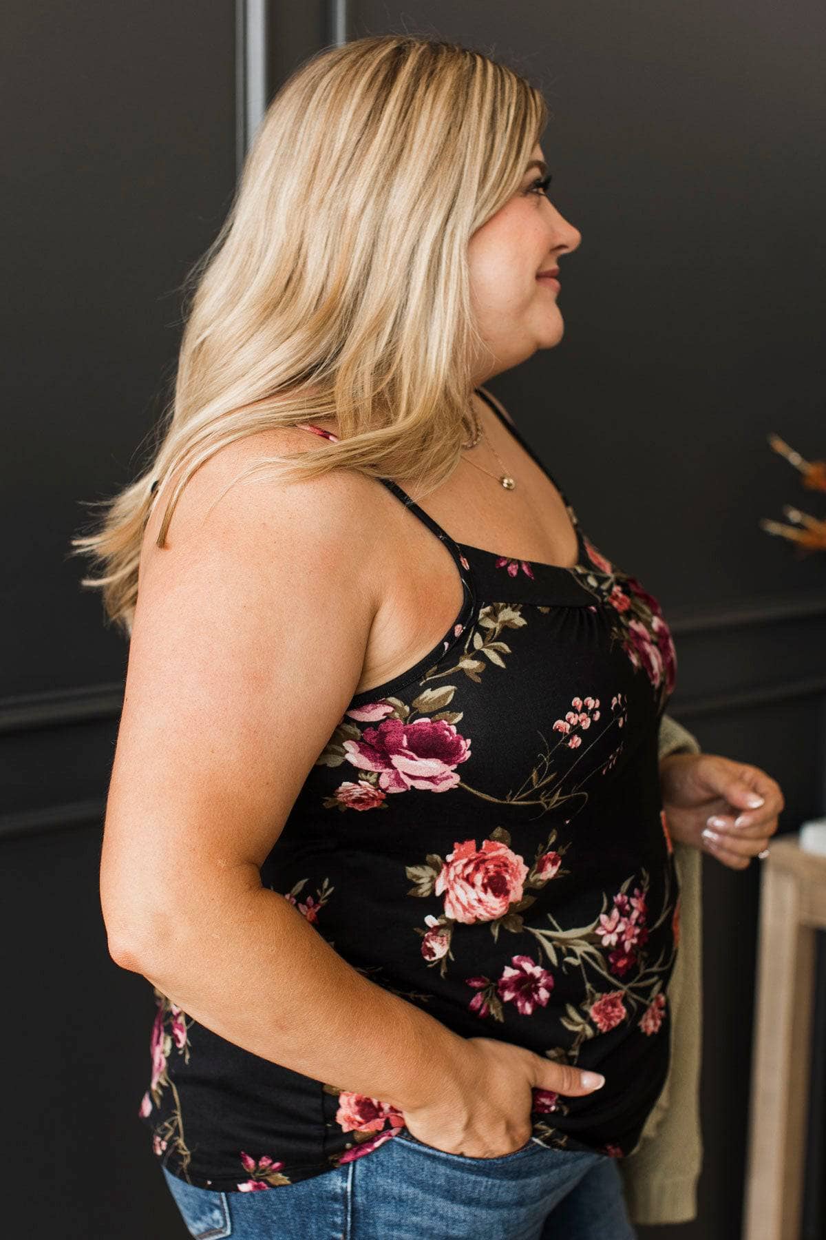 Make It Marvelous Floral Tank Top- Black - Image 6