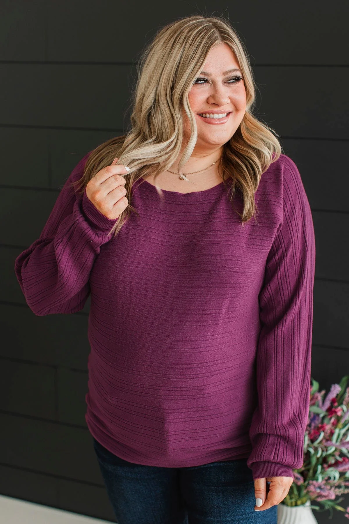 Make It Matter Knit Sweater- Deep Orchid - Image 3