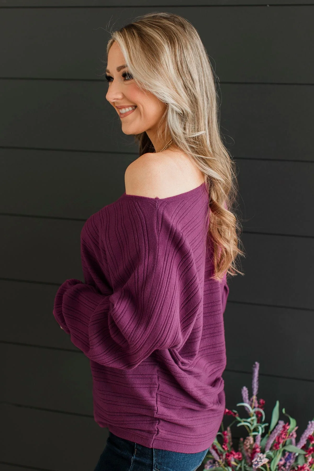 Make It Matter Knit Sweater- Deep Orchid - Image 4