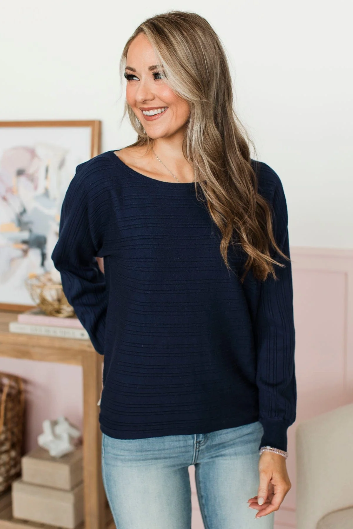 Make It Matter Knit Sweater- Navy - Image 4