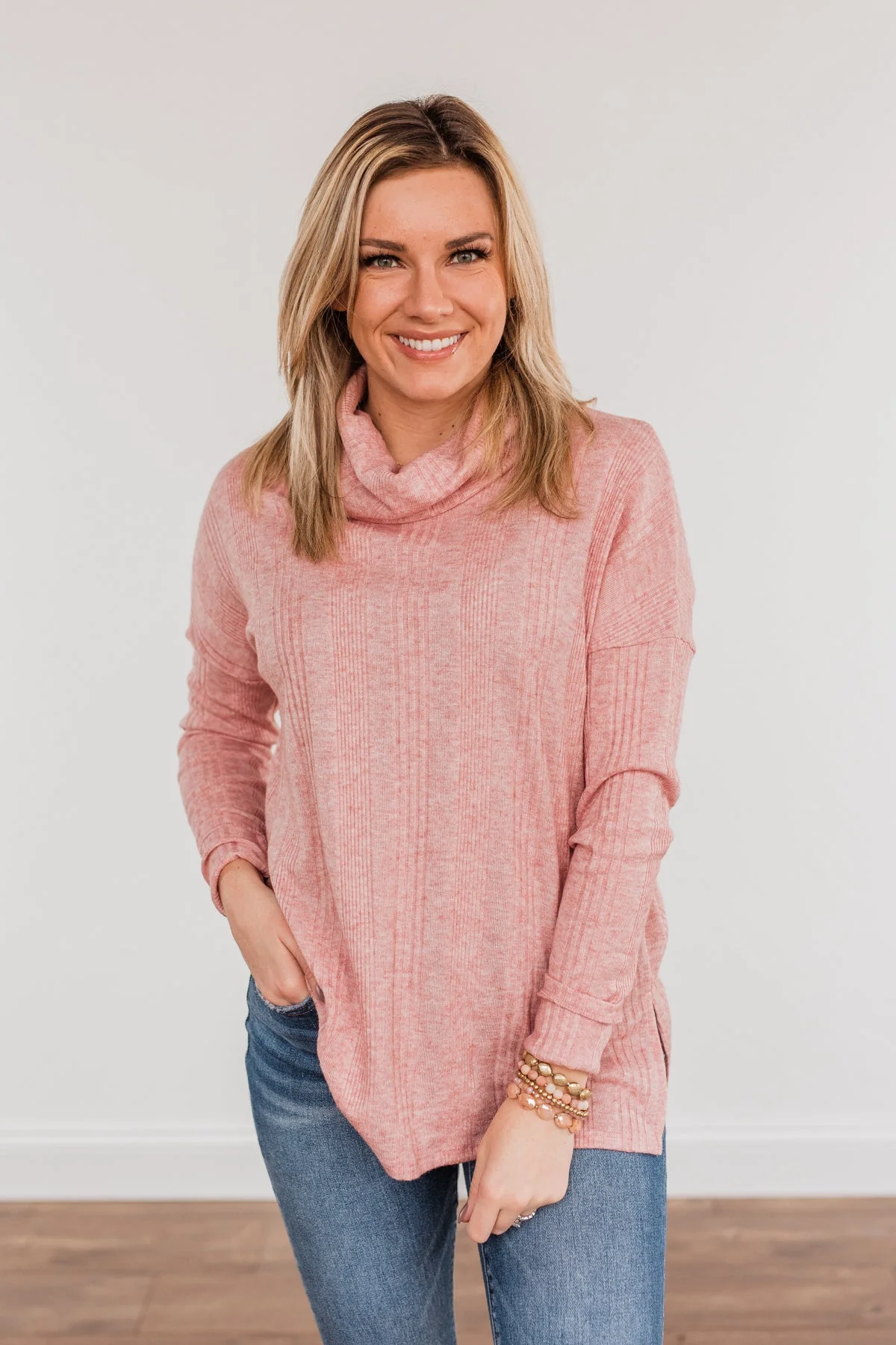 Make Life Count Cowl Neck Top- Pink - Image 2