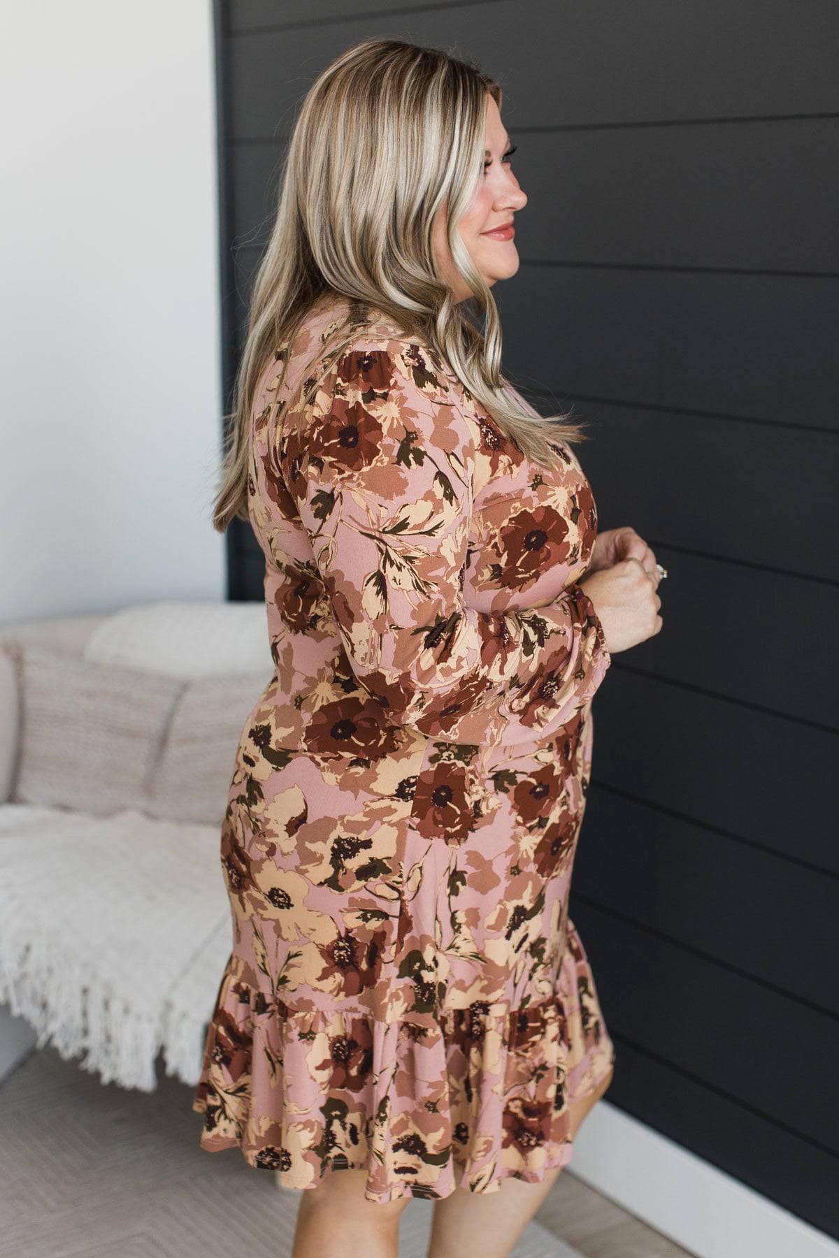 Make Life Sweet Side Tie Floral Dress- Mauve & Brown - Image 6