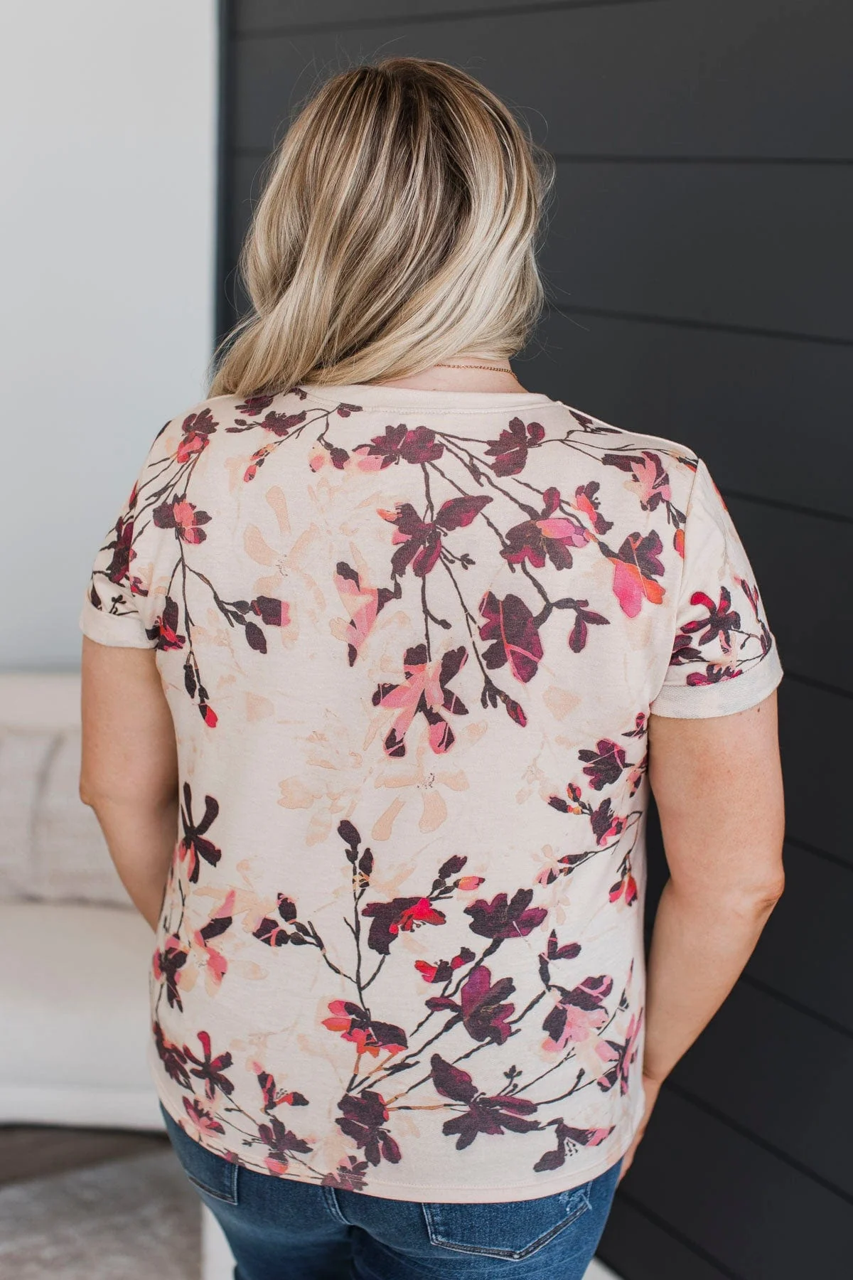 Make My Feelings Clear Floral Top- Khaki & Plum - Image 8