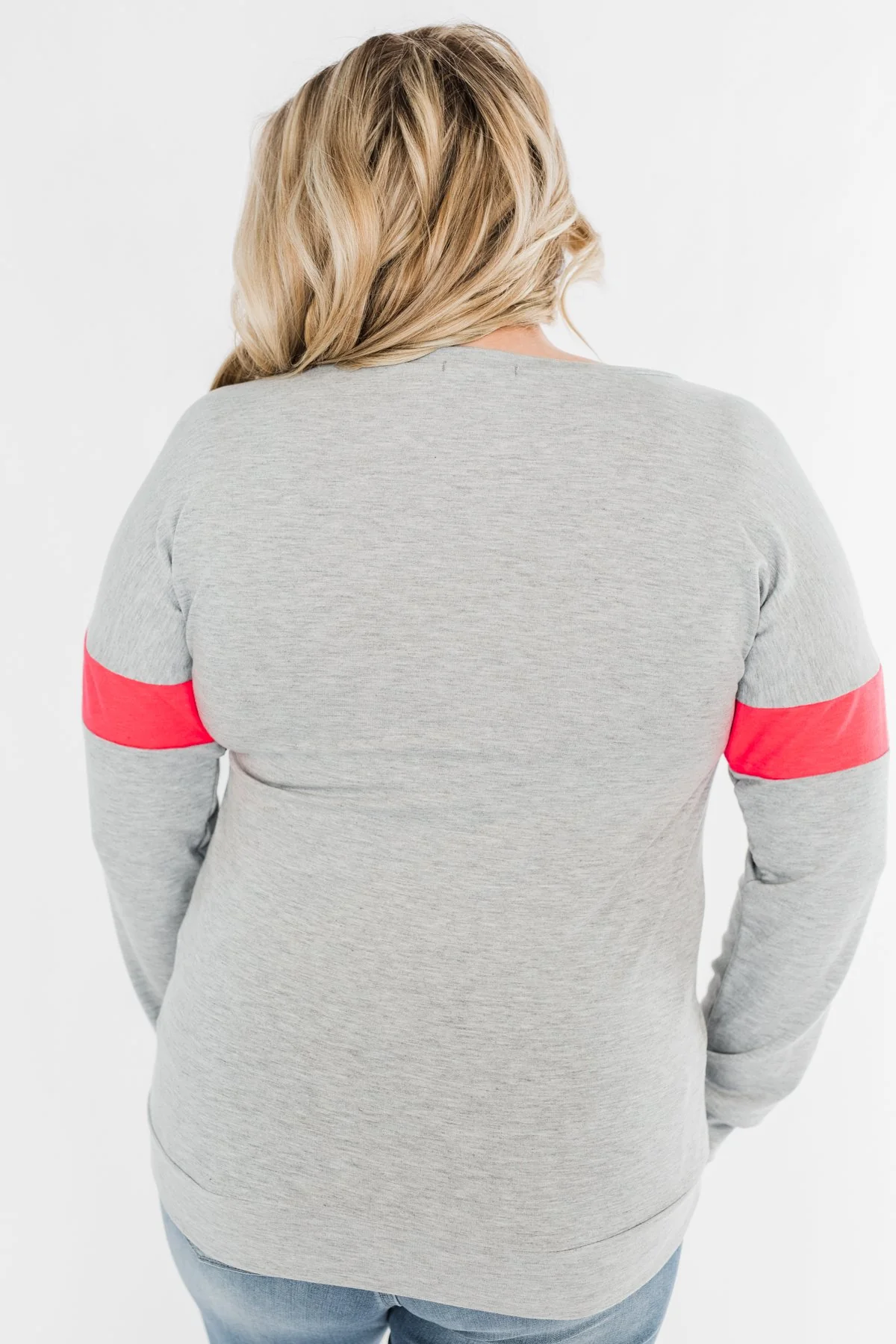 Make No Mistake Long Sleeve Top- Grey & Neon Pink - Image 12
