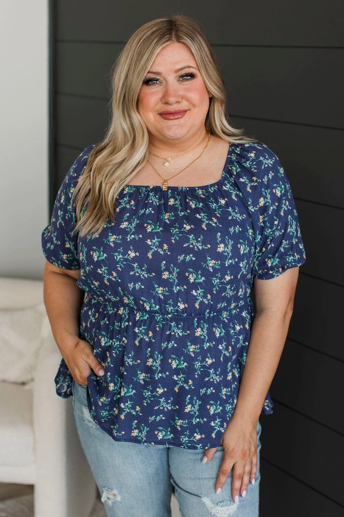 Make Some Memories Floral Blouse- Navy - Image 4