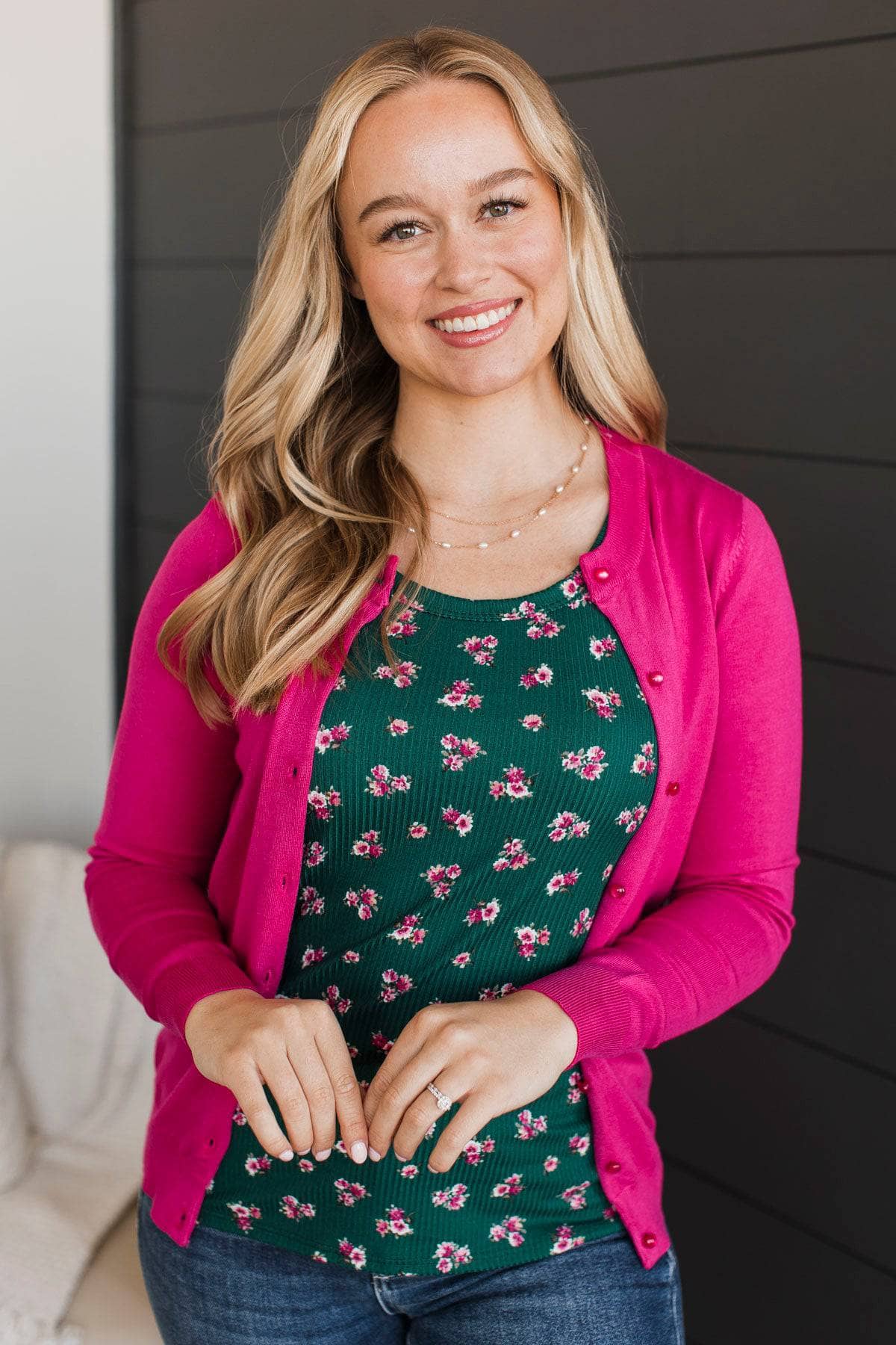 Make The Best Of It Button Cardigan- Fuchsia
