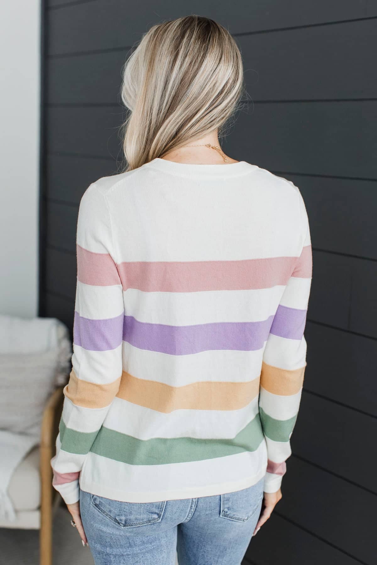 Make The Time Multi-Color Stripe Sweater- Ivory - Image 6