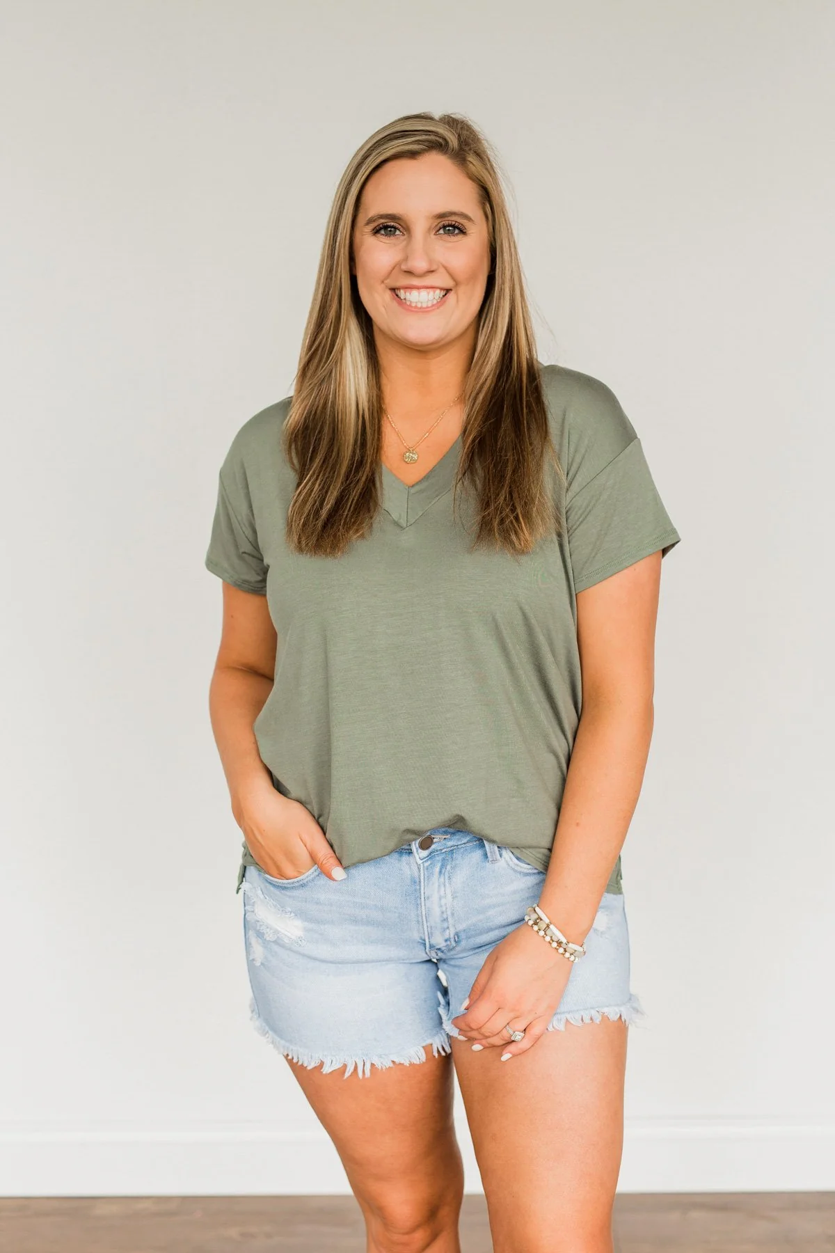 Make Today Matter V-Neck Top- Olive - Image 2