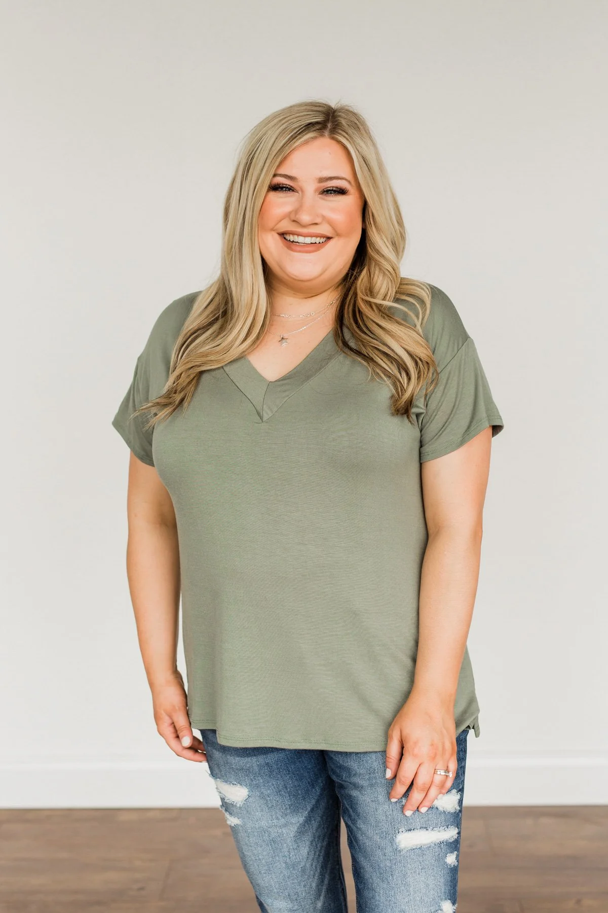 Make Today Matter V-Neck Top- Olive - Image 4