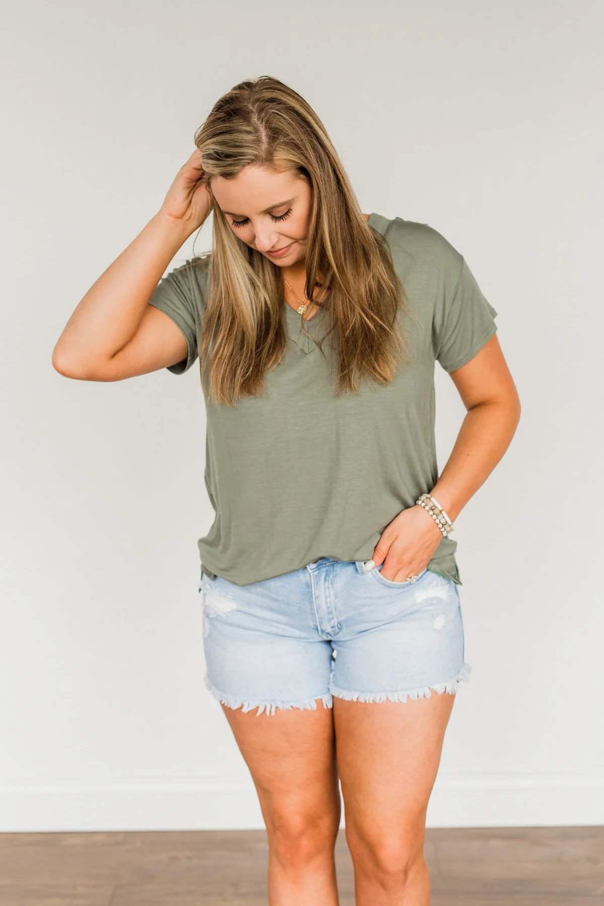 Make Today Matter V-Neck Top- Olive - Image 9