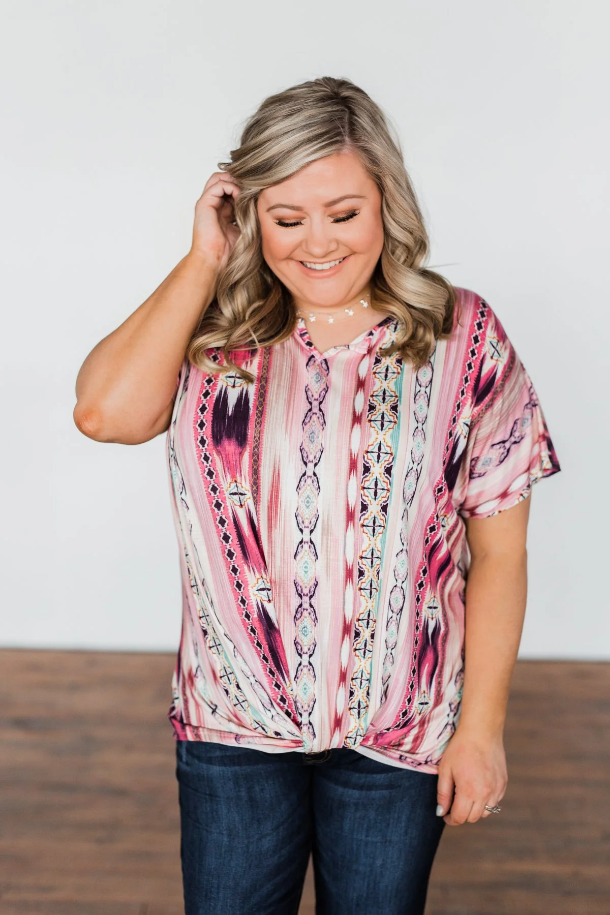 Make You Believe Print Top- Pink Tones - Image 6