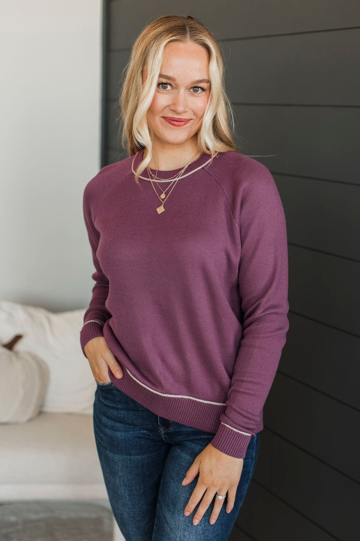 Make You Blush Knit Sweater- Mulberry - Image 6