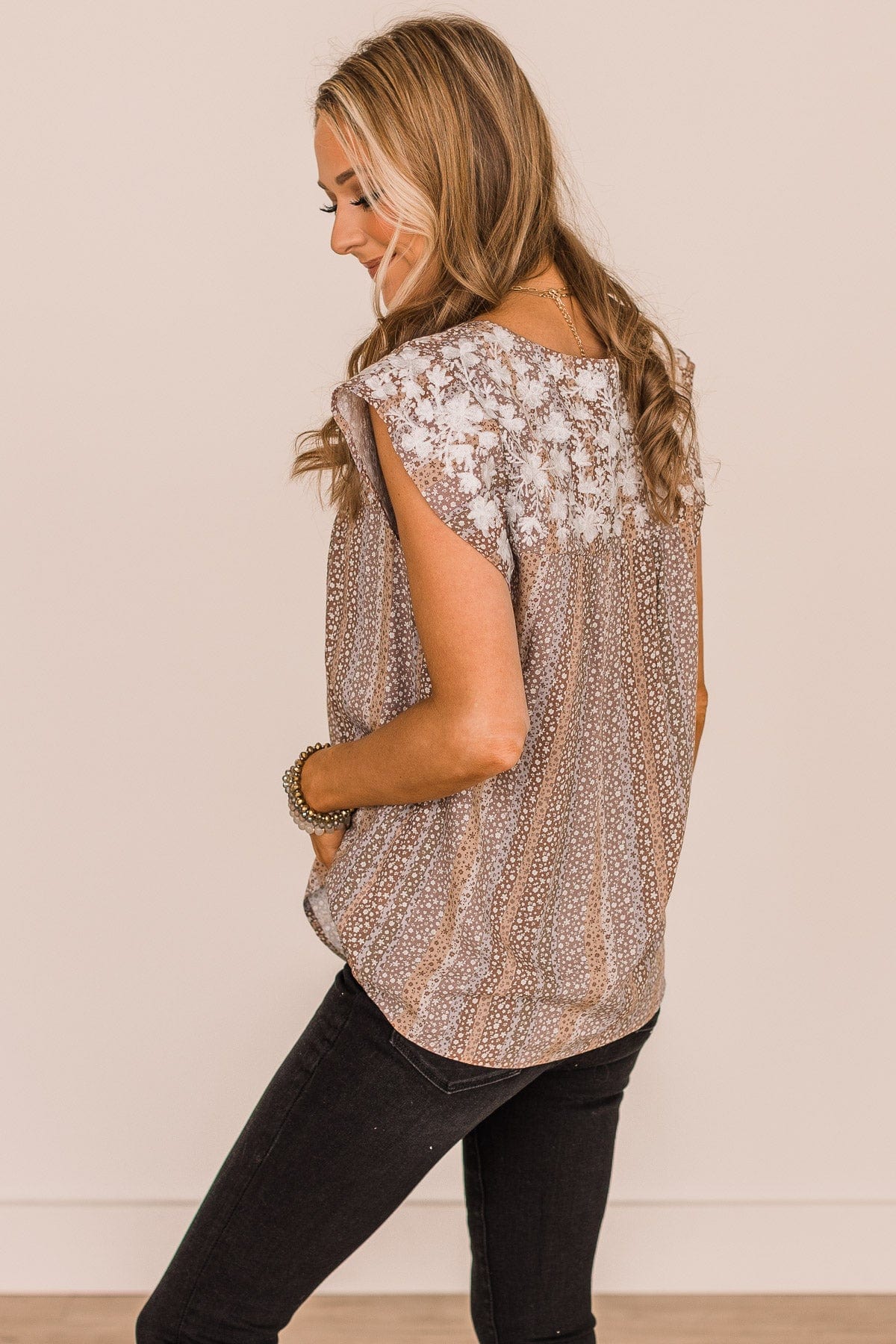 Make You Happy Floral Blouse- Mocha - Image 6