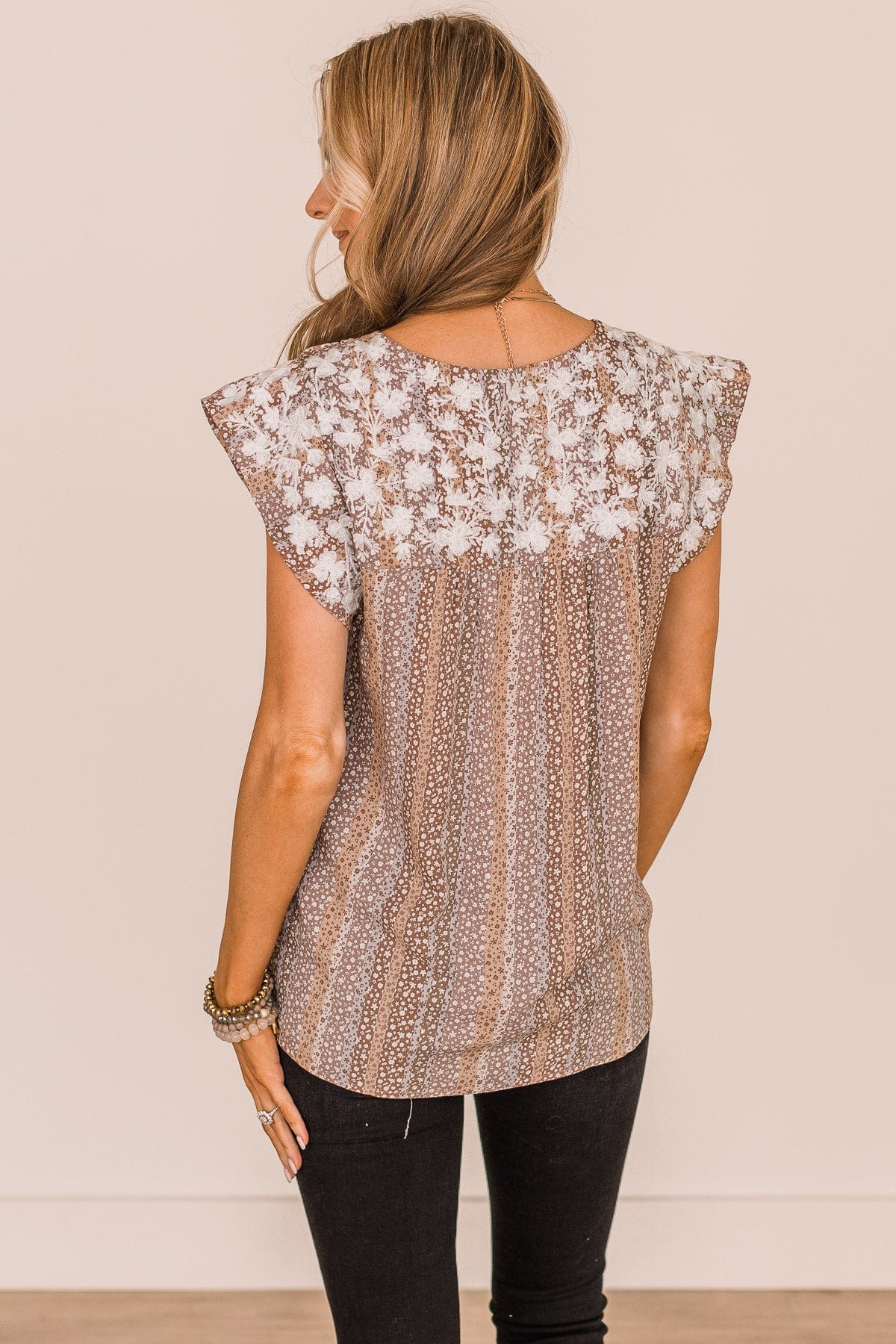 Make You Happy Floral Blouse- Mocha - Image 8