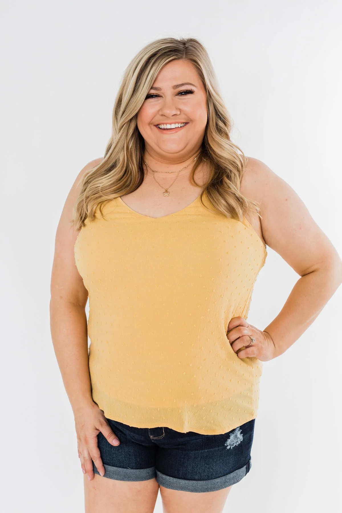 Make You Notice Me Racerback Tank Top- Golden Yellow - Image 2
