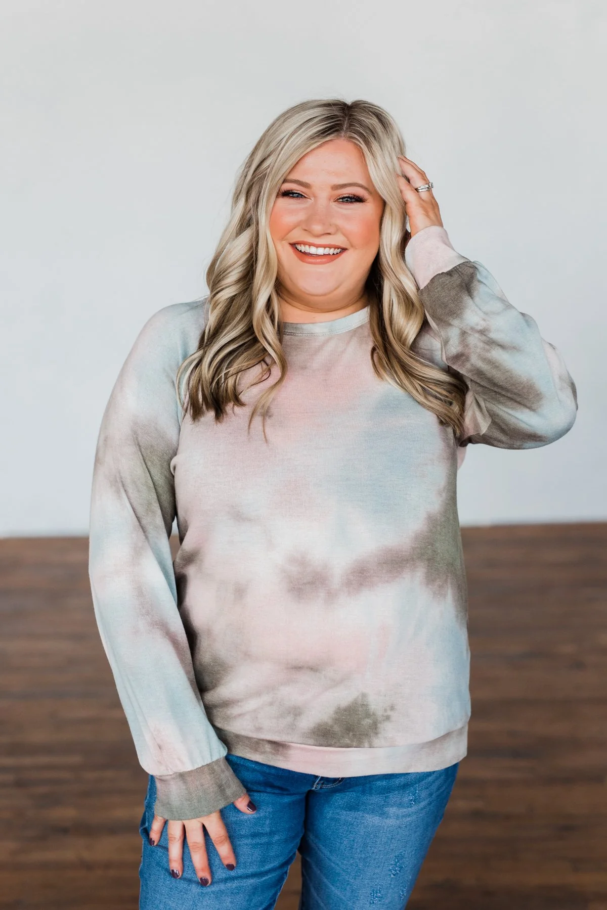 Make Your Dreams Happen Tie Dye Top- Olive, Pink, & Blue - Image 4