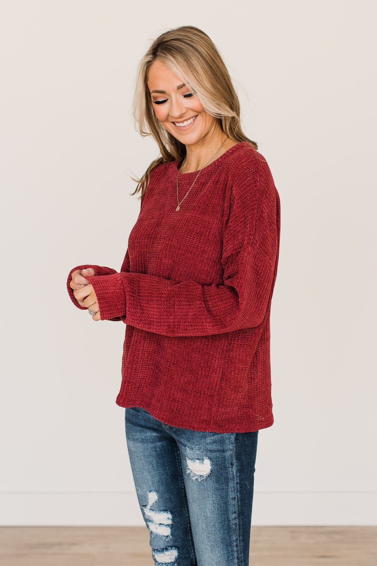 Make Your Move Knit Sweater- Burgundy - Image 6