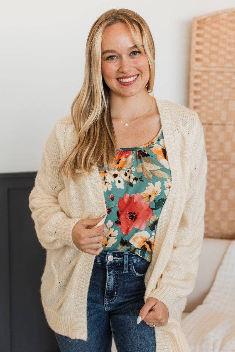 Make Your Own Path Knit Cardigan- Cream - Image 2