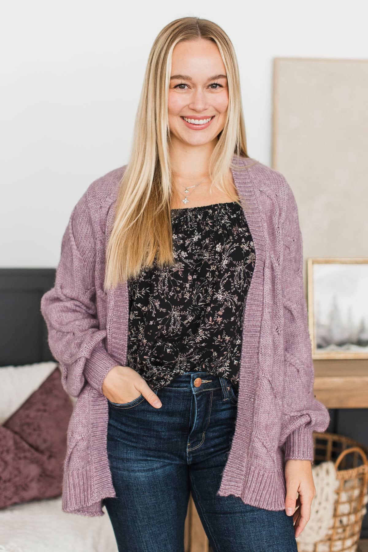Make Your Own Path Knit Cardigan- Dusty Lavender - Image 3