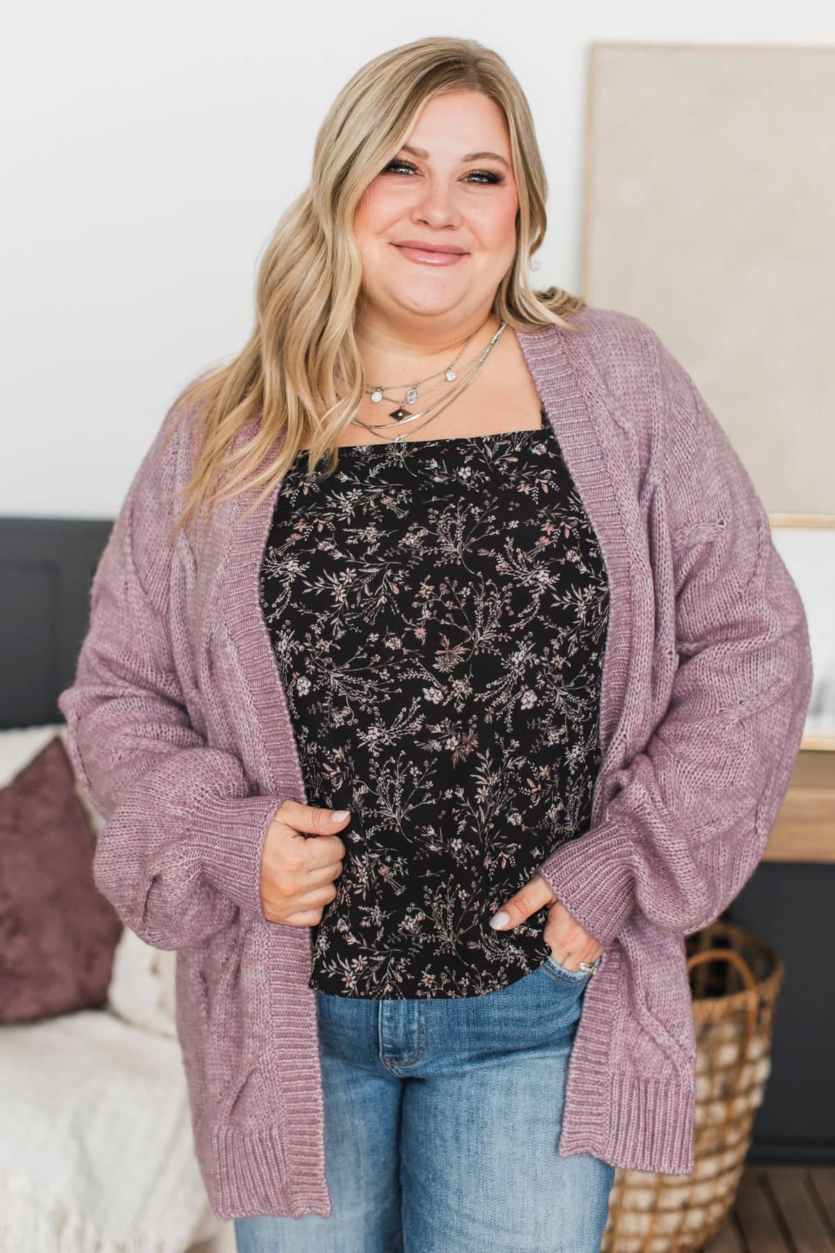 Make Your Own Path Knit Cardigan- Dusty Lavender - Image 4